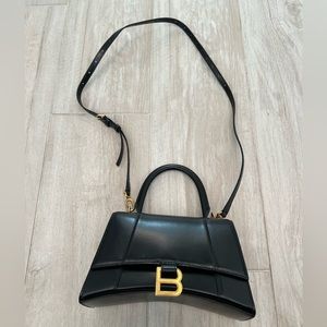 Balenciaga hourglass handbag black and gold